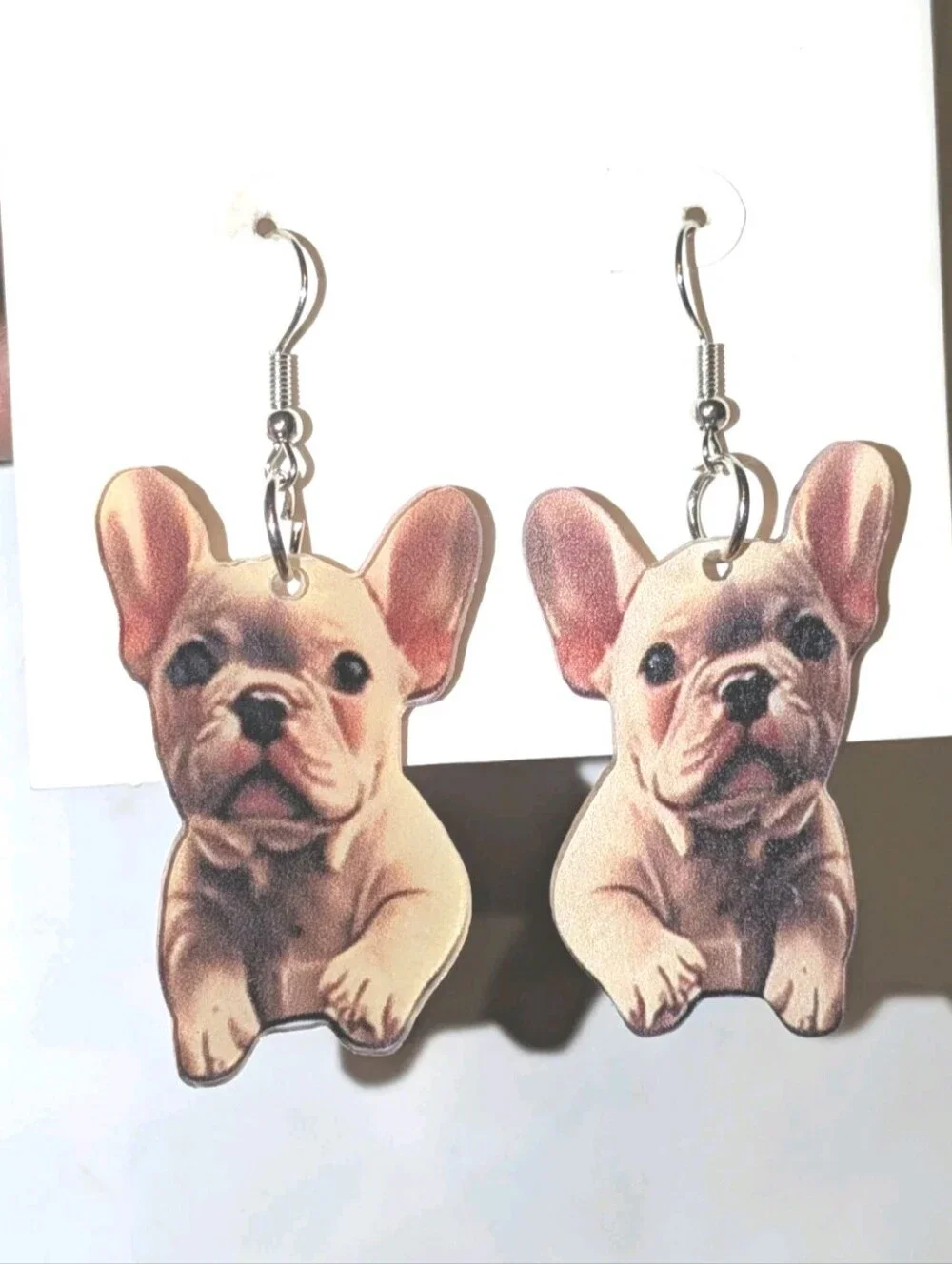 Hand Crafted French Bulldog Puppy Dangle Earrings For Women and Girls